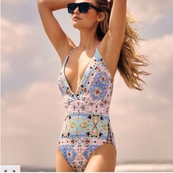 Nanette Lepore Tapestry Goddess One Piece Swimsuit - Picture 1 of 7
